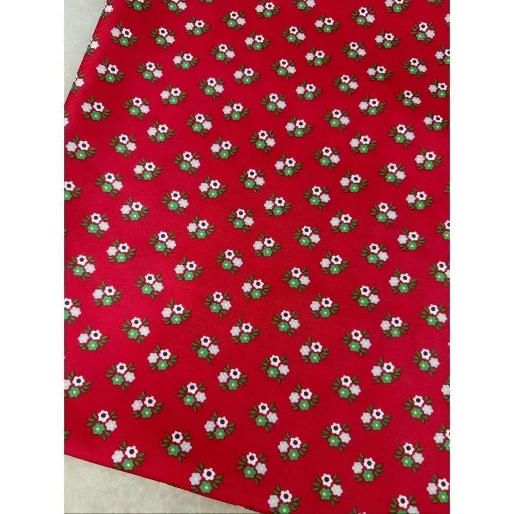 Vintage Fabric Red Flower Power Polyester Knit 54x60”